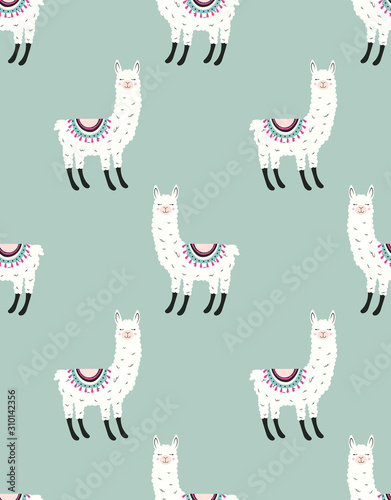 pattern with cute llama