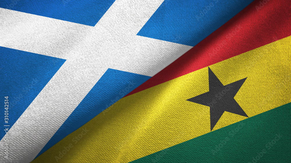 Scotland and Ghana two flags textile cloth, fabric texture Scotland and Ghana two flags textile cloth, fabric texture