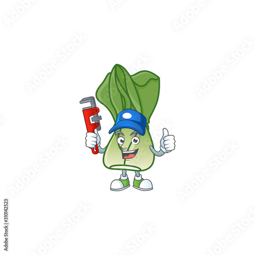 Cool Plumber bok choy cartoon character mascot design