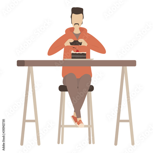 Flat illustration with food photographer.