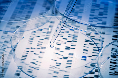 Принти на полотні DNA with pipette and Petri dish