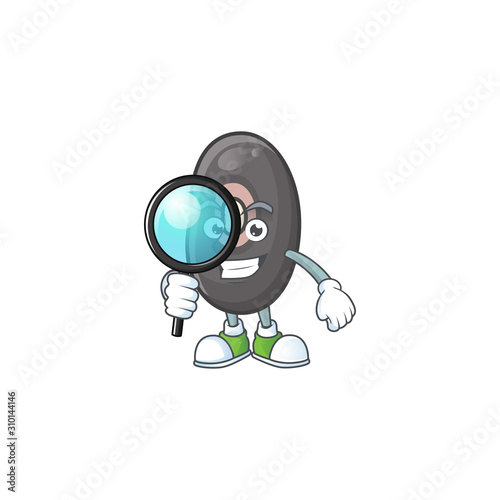 Smart One eye black beans Detective cartoon character design