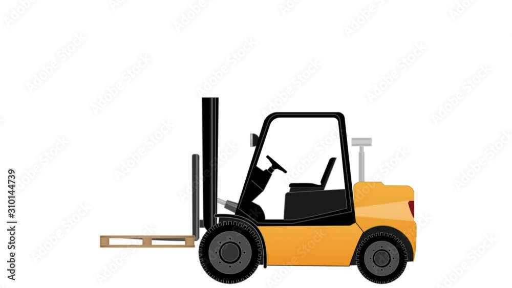Animation of a forklift truck. The transportation of goods, videos with included alpha channel. Cartoon Animation of a forklift truck. The transportation of goods, videos with included alpha channel. Cartoon