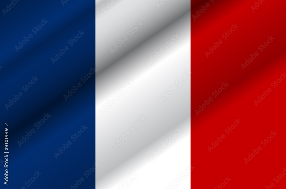 Vector illustration of wavy french flag