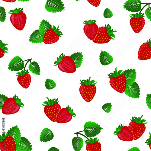 Pattern of strawberries isolated on white background