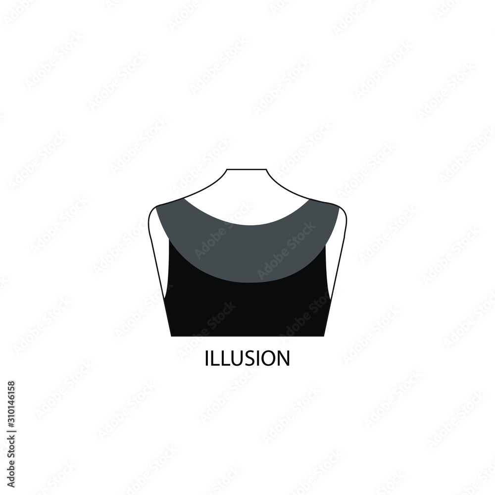 Illusion vector icon on white background. Flat vector off the shoulder dress icon symbol sign from modern clothes collection for mobile concept and web design. Stock Vector Stock