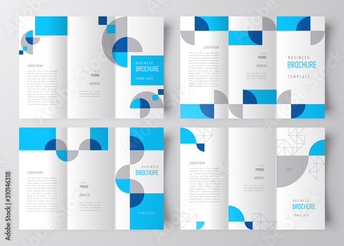 business brochure design template tri-fold size A4 geometric abstract set