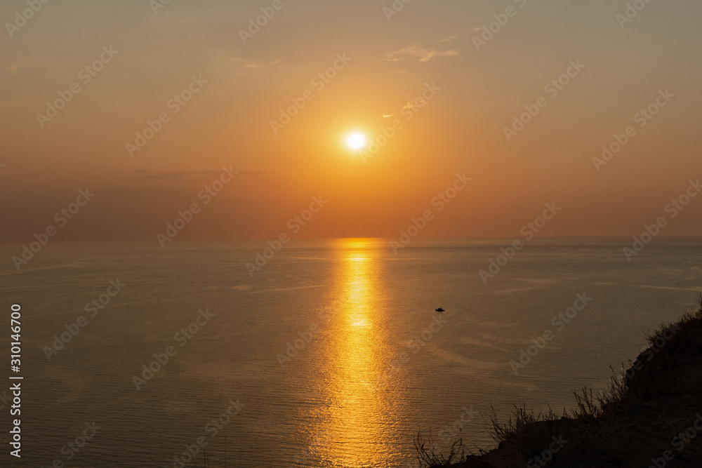 Golden sunset on the sea perfect background