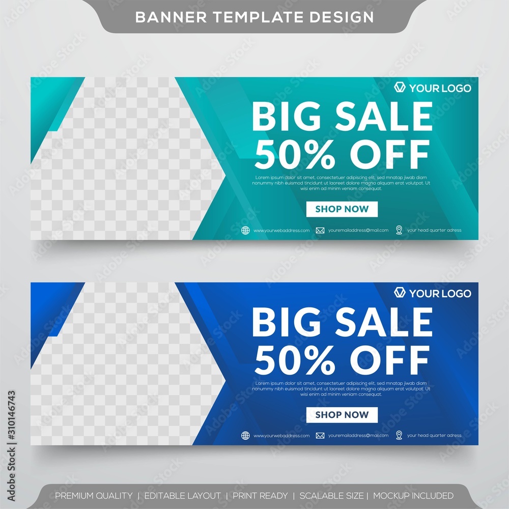Obraz premium set of sale banner template with abstract style and modern layout