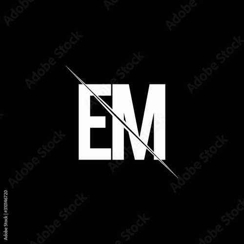 EM logo monogram with slash style design template
