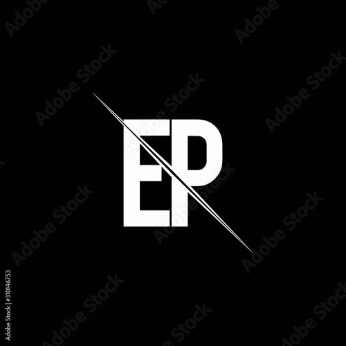 EP logo monogram with slash style design template