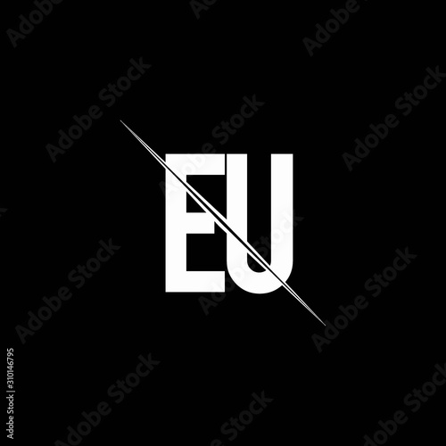 EU logo monogram with slash style design template