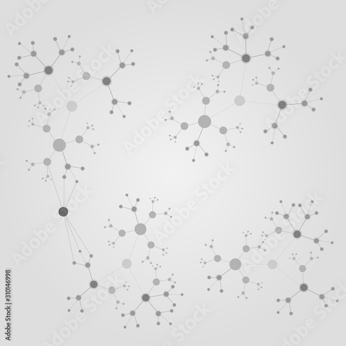 Vector molecule atom science gray on gray background