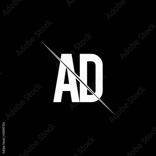 AD logo monogram with slash style design template