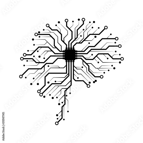 Circuit board in the shape of human brain