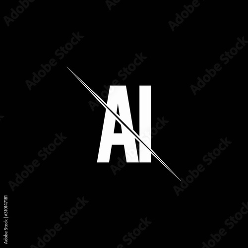 AI logo monogram with slash style design template