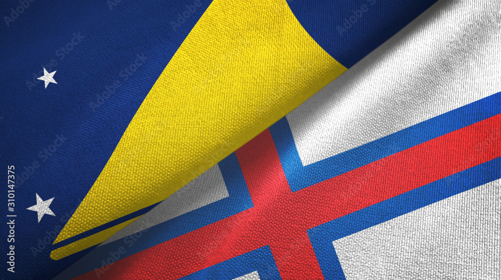 Tokelau and Faroe Islands two flags textile cloth, fabric texture Tokelau and Faroe Islands two flags textile cloth, fabric texture