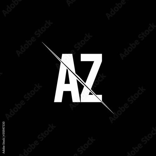 AZ logo monogram with slash style design template