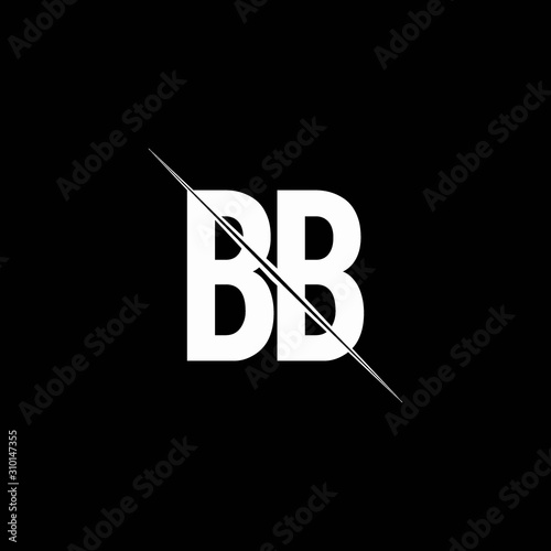 BB logo monogram with slash style design template