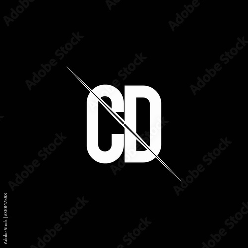 CD logo monogram with slash style design template