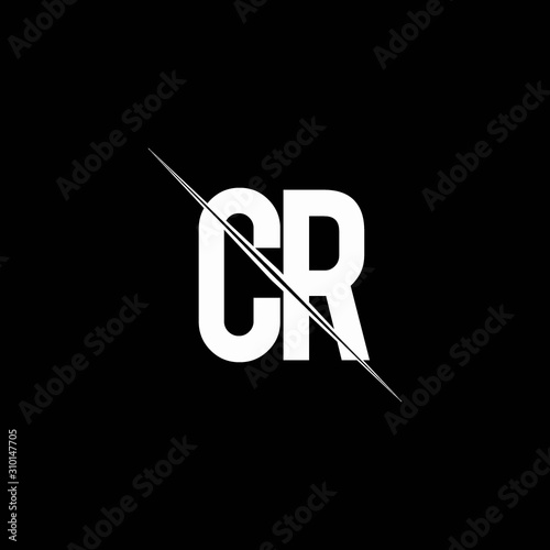 CR logo monogram with slash style design template