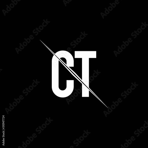 CT logo monogram with slash style design template