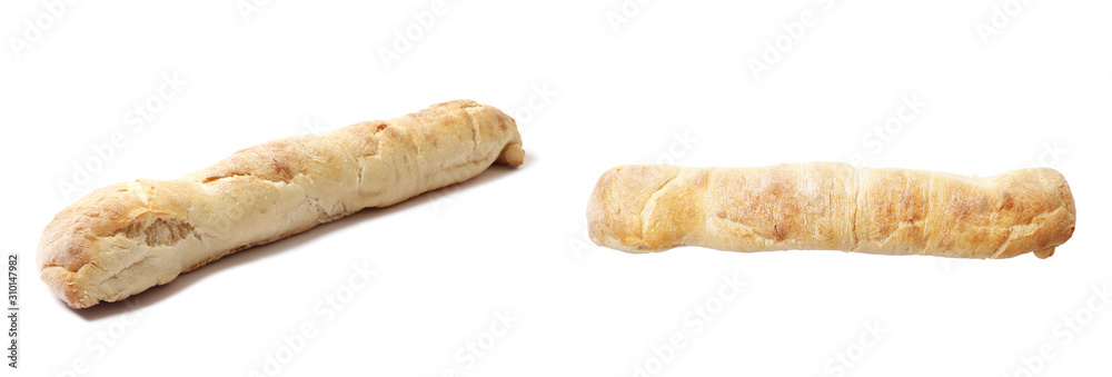 Fresh french baguette isolated on a white background