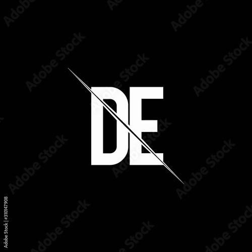 DE logo monogram with slash style design template