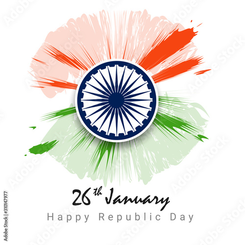 vector illustration of Happy Republic Day of India tricolor background for 26 January