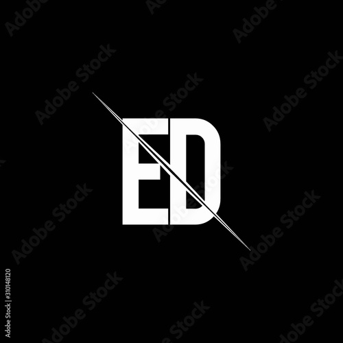 ED logo monogram with slash style design template