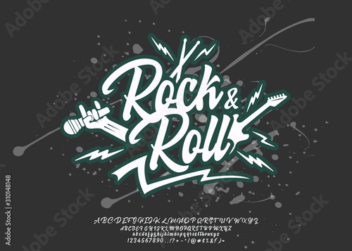 Rock band. Hand made script typeface. Rock concert. Rock and Roll.