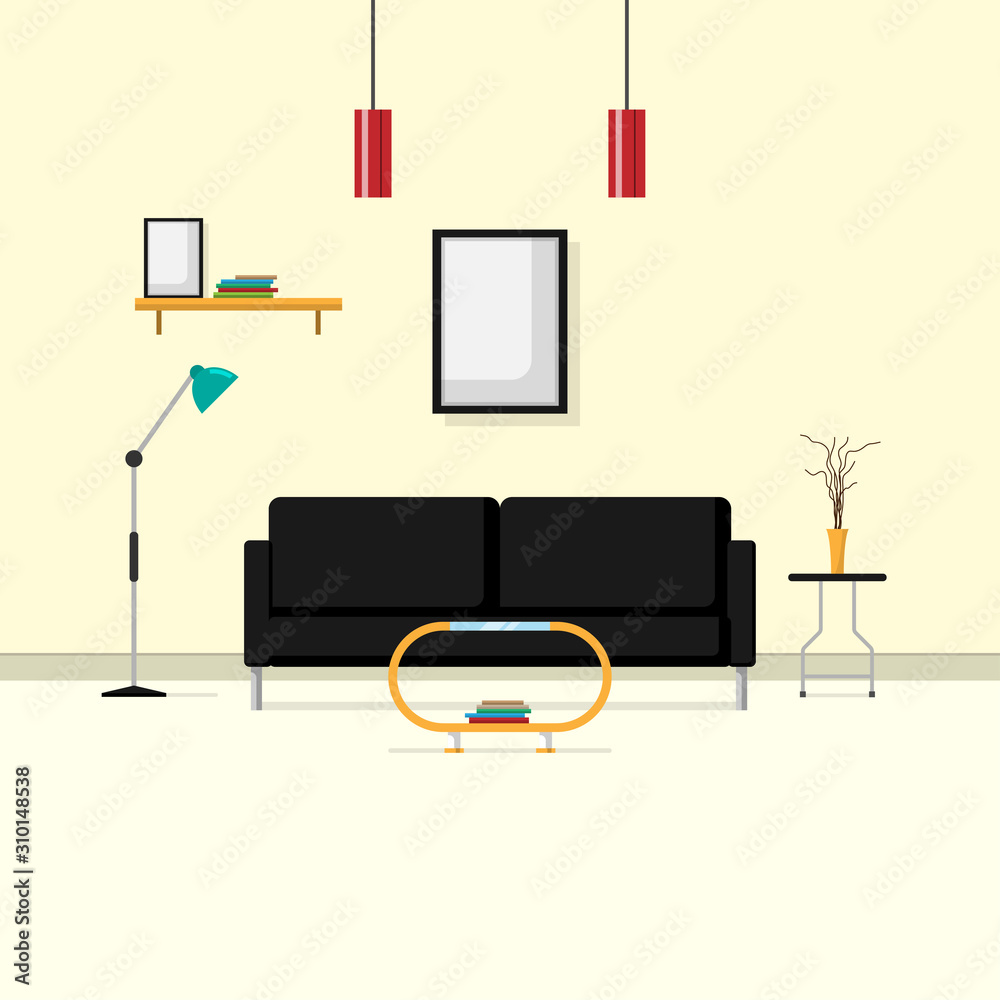 Fototapeta premium Flat Scene Design Interior, Vector illustration