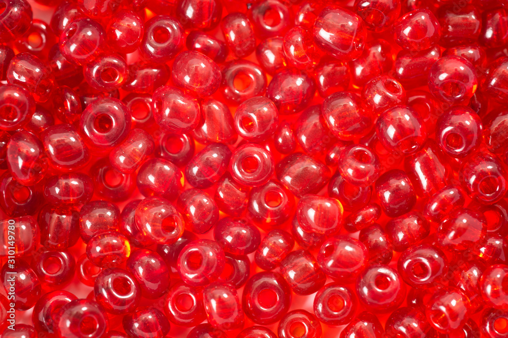 Red beads for needlework, used to make bracelets, beads and other jewelry Red beads for needlework, used to make bracelets, beads and other jewelry