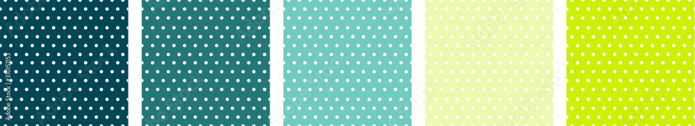 Set of perfect polka patterns with bright colors