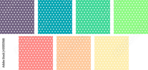 Set of beautiful polka patterns with light colors
