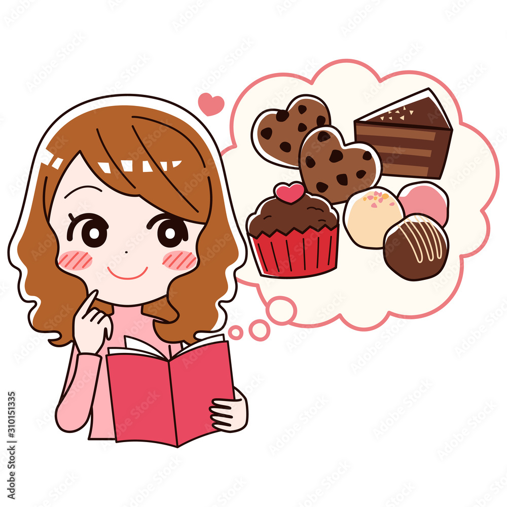 手作りお菓子を考える女性 アラサー 手作りお菓子を考える女性 アラサー