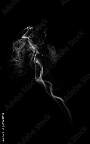 Fototapeta Naklejka Na Ścianę i Meble -  Abstract white smoke  on black background. smoke  on black background