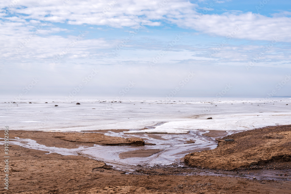 Fototapeta premium Baltic coast in winter cloudy day