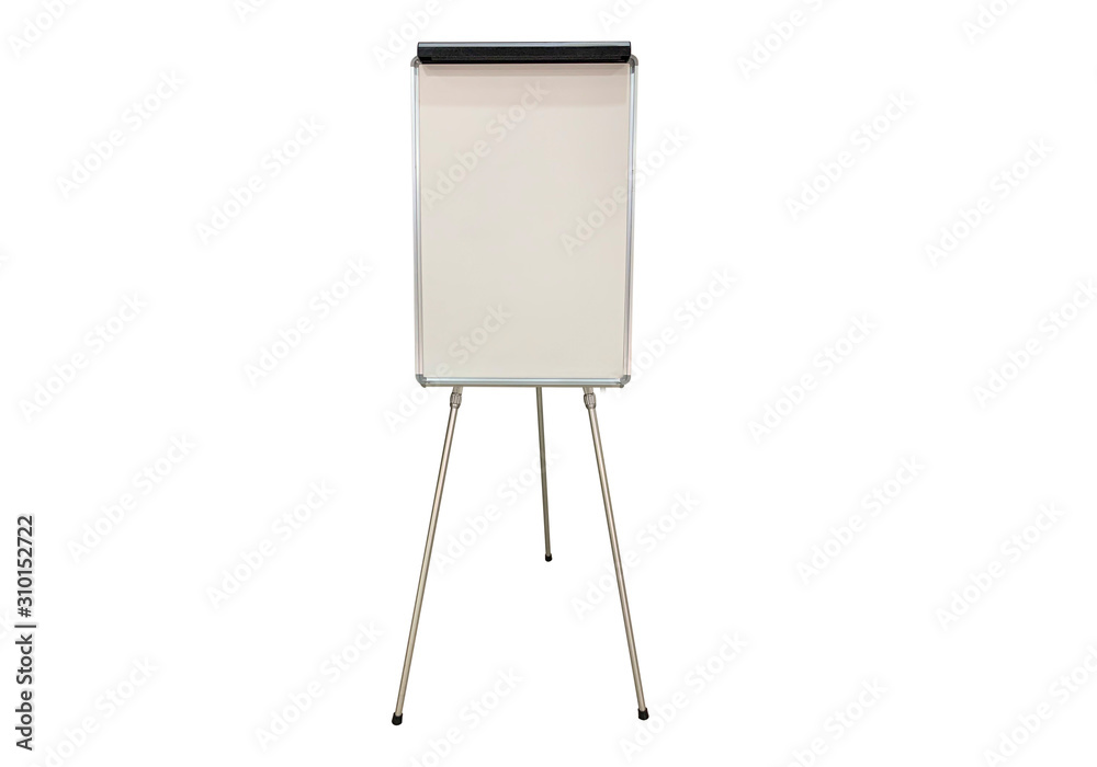 Blank Whiteboard Tripod Isolate on Whitebackground Blank Whiteboard Tripod Isolate on Whitebackground