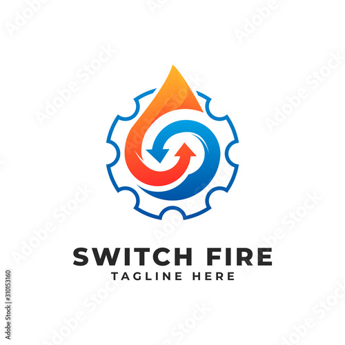 Switch Fire Installation Logo Vector Icon Illustration
