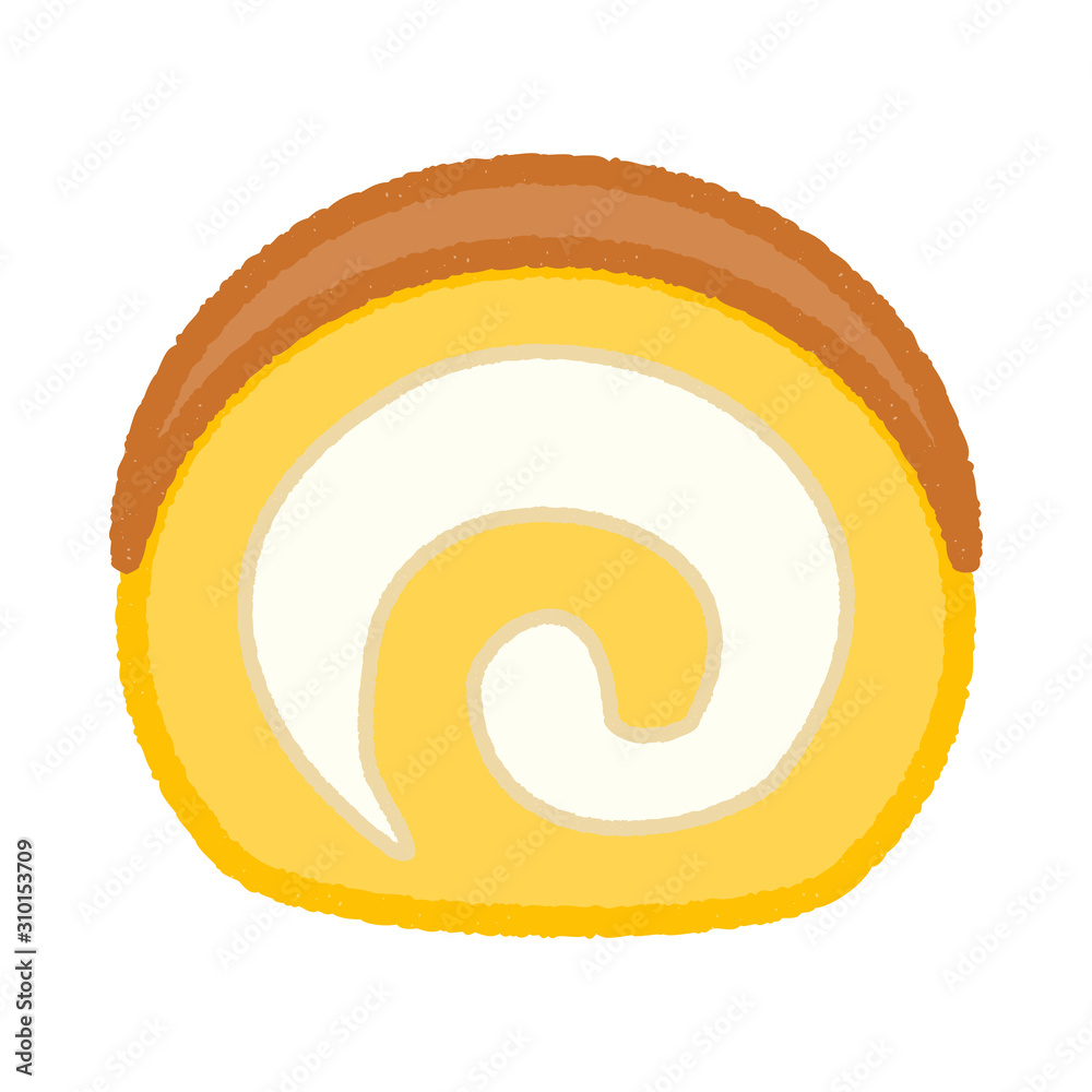 Fototapeta premium シンプルなロールケーキのイラスト（手書き風）