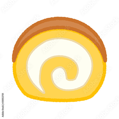 シンプルなロールケーキのイラスト（手書き風）