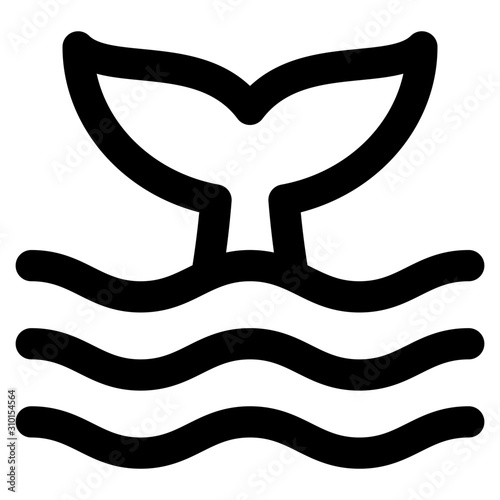 tail whale outline icon vector