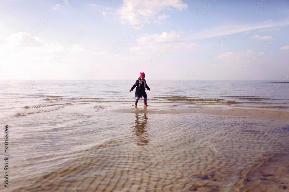 Kids on sea beach, beauty of nature Kids on sea beach, beauty of nature