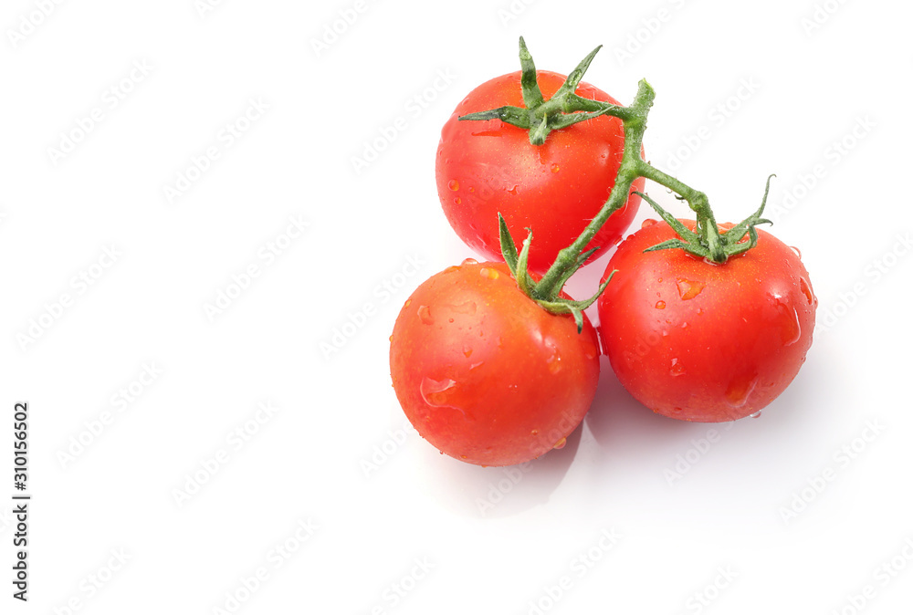 Branch of red ripe tomatoes isolated on white background Branch of red ripe tomatoes isolated on white background