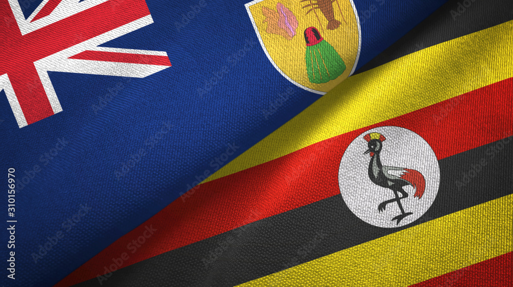 Fototapeta premium Turks and Caicos Islands and Uganda two flags