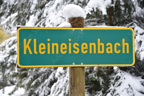 Kleineisenbach im Schwarzwald Ortsschild bei Friedenweiler photo