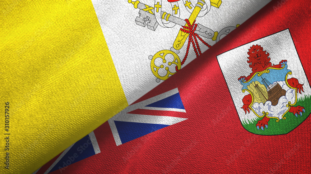 Vatican and Bermuda two flags textile cloth, fabric texture Vatican and Bermuda two flags textile cloth, fabric texture