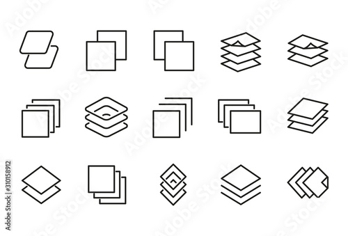 Modern thin line icons set of layers.