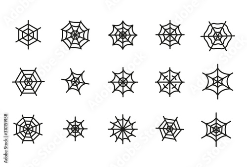 Modern thin line icons set of spider web.